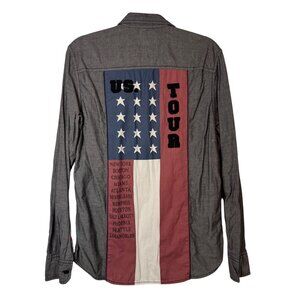 Authentic Icon US Tour Chambray Shirt Size Small City Print Minimalist Retro